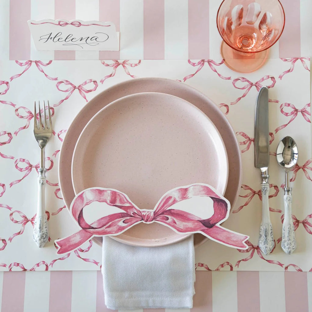 Pink Bow Lattice Placemats