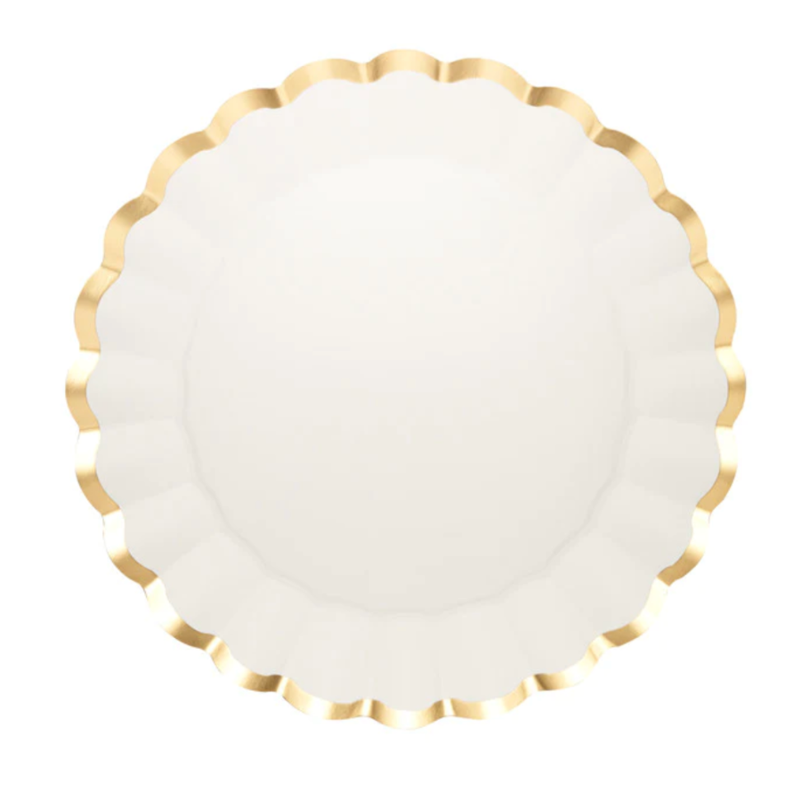 Scalloped Gold White Charger