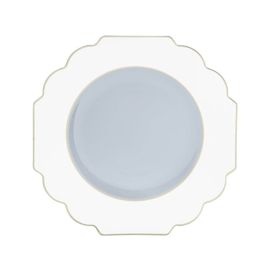 Scalloped Clear Gold White Plastic Plates