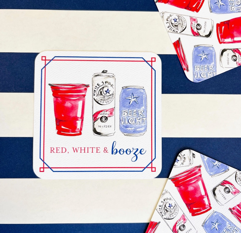 Red White & Booze Coaster Set