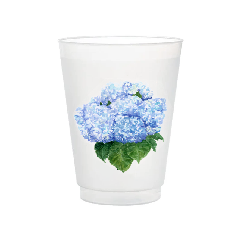 Blue Hydrangea Frosted Cups | Set of 6