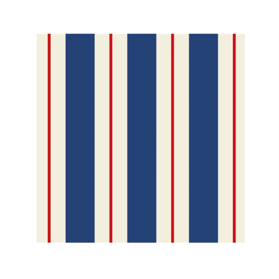 Navy and Red Awning Stripe Cocktail Napkin