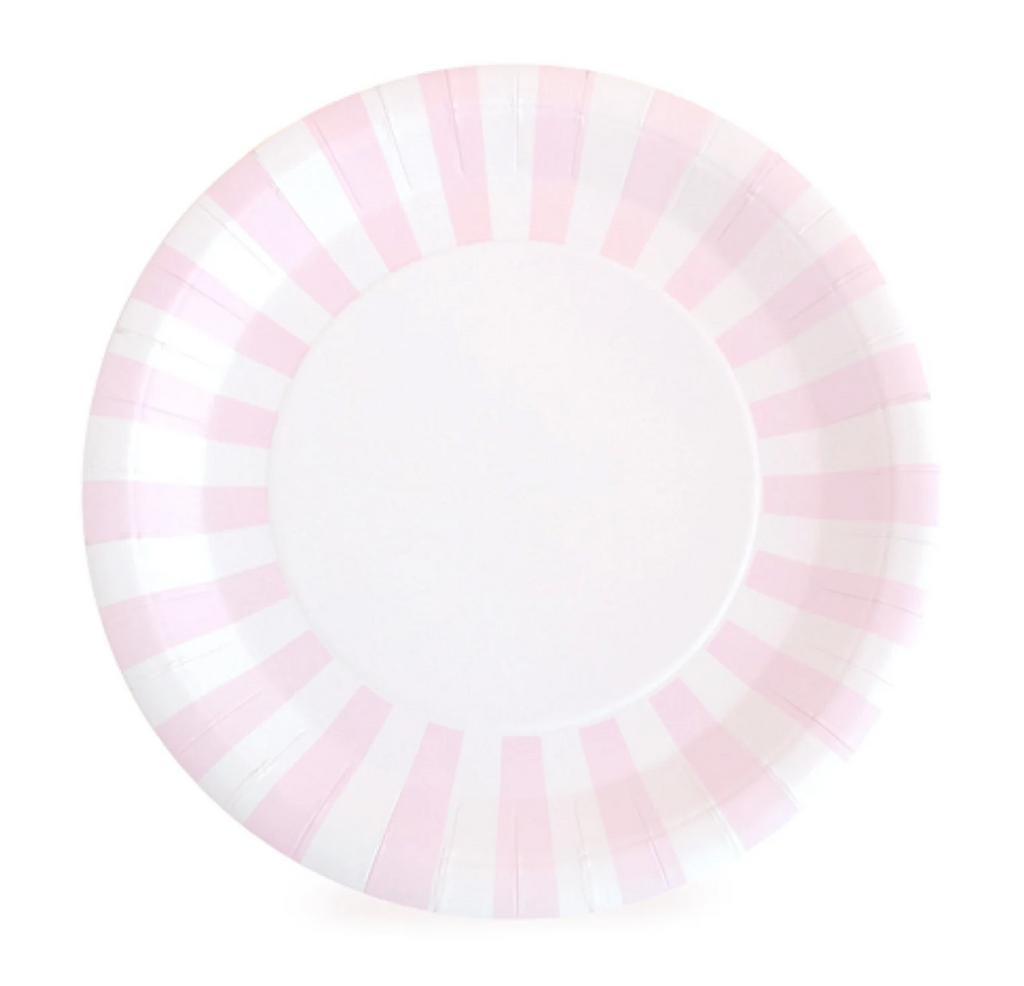 Light Pink Striped Paper Plates