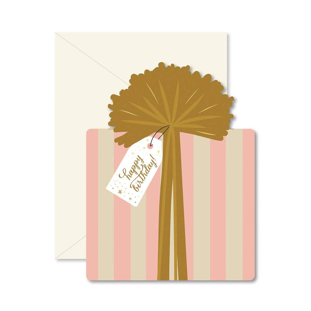 Striped Birthday Gift Shaped Card
