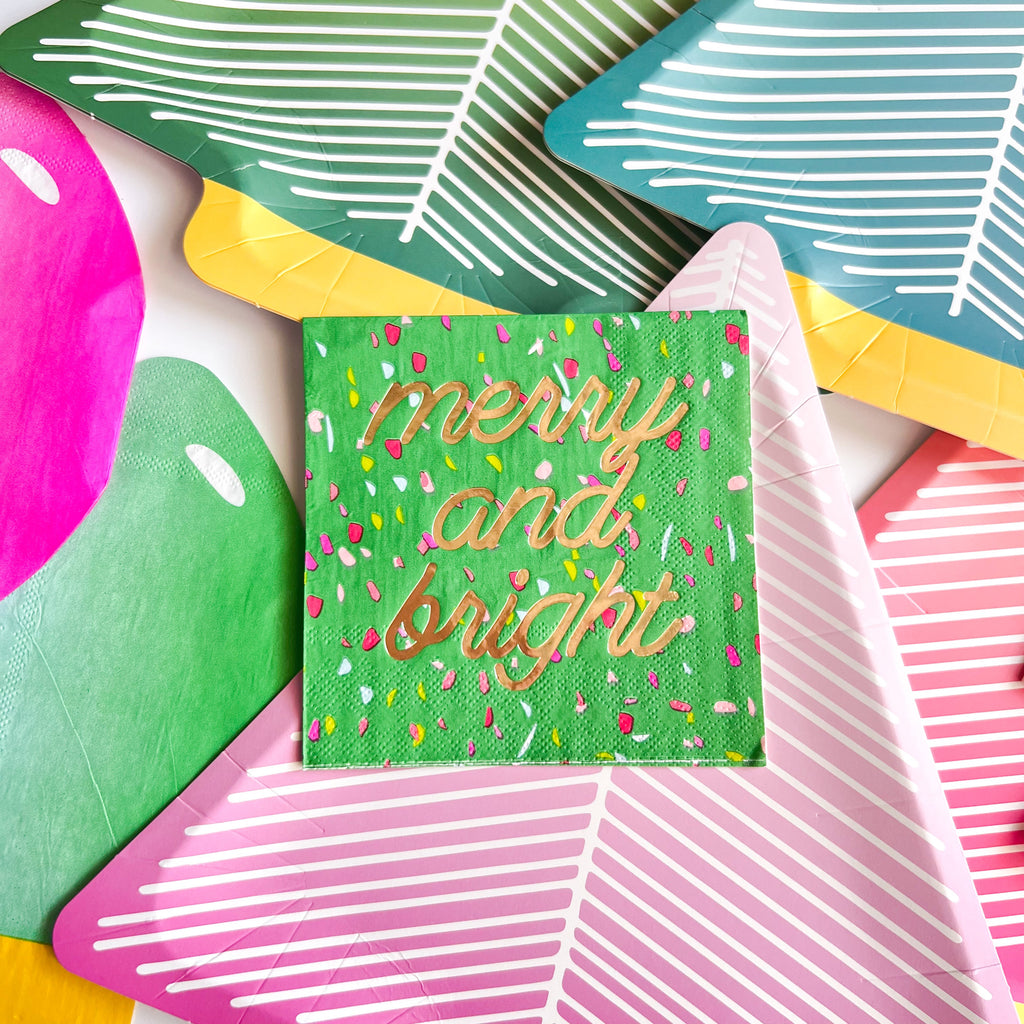 Merry and Bright Pink and Green Napkins (KC)