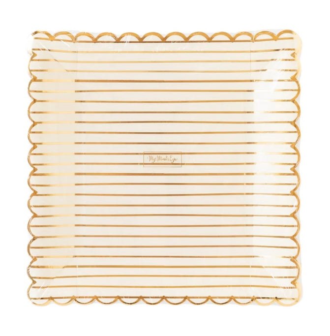 Golden Holiday Stripe Plate