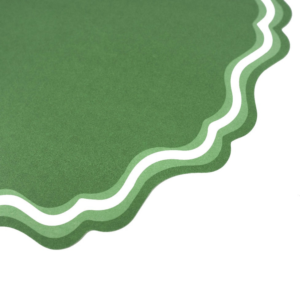 Green Fancy Scallop Paper Placemat