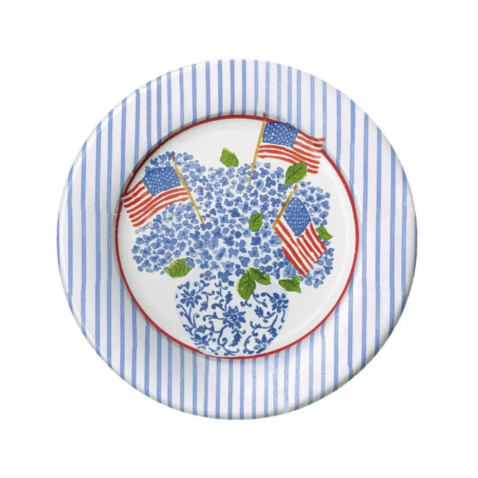 Flags and Hydrangeas Salad Plate