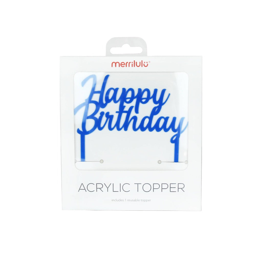 Happy Birthday Acrylic Topper in Blue