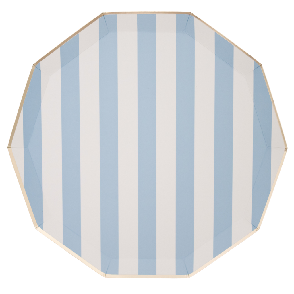 Sky Blue Cabana Stripe Plates