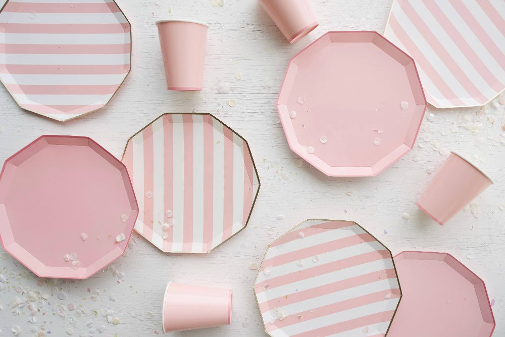 Petal Pink Cabana Stripe Plates