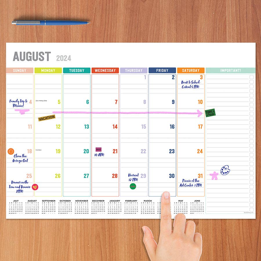 Rainbow Blocks Medium Desk Calendar, July 2024 - June 2025