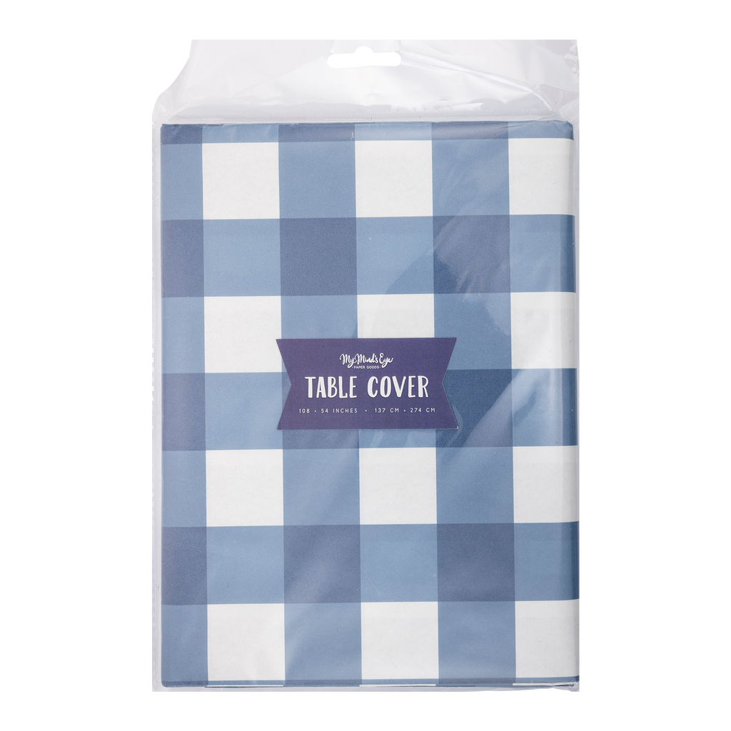 Blue Gingham Paper Table Cover