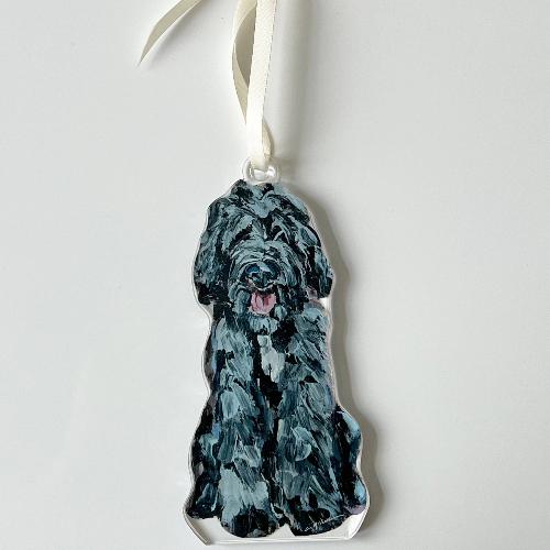 Chelsea McShane Art Goldendoodle Black Shaggy Ornament 