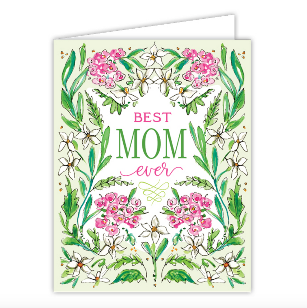 Best MOM Ever Green Floral Card