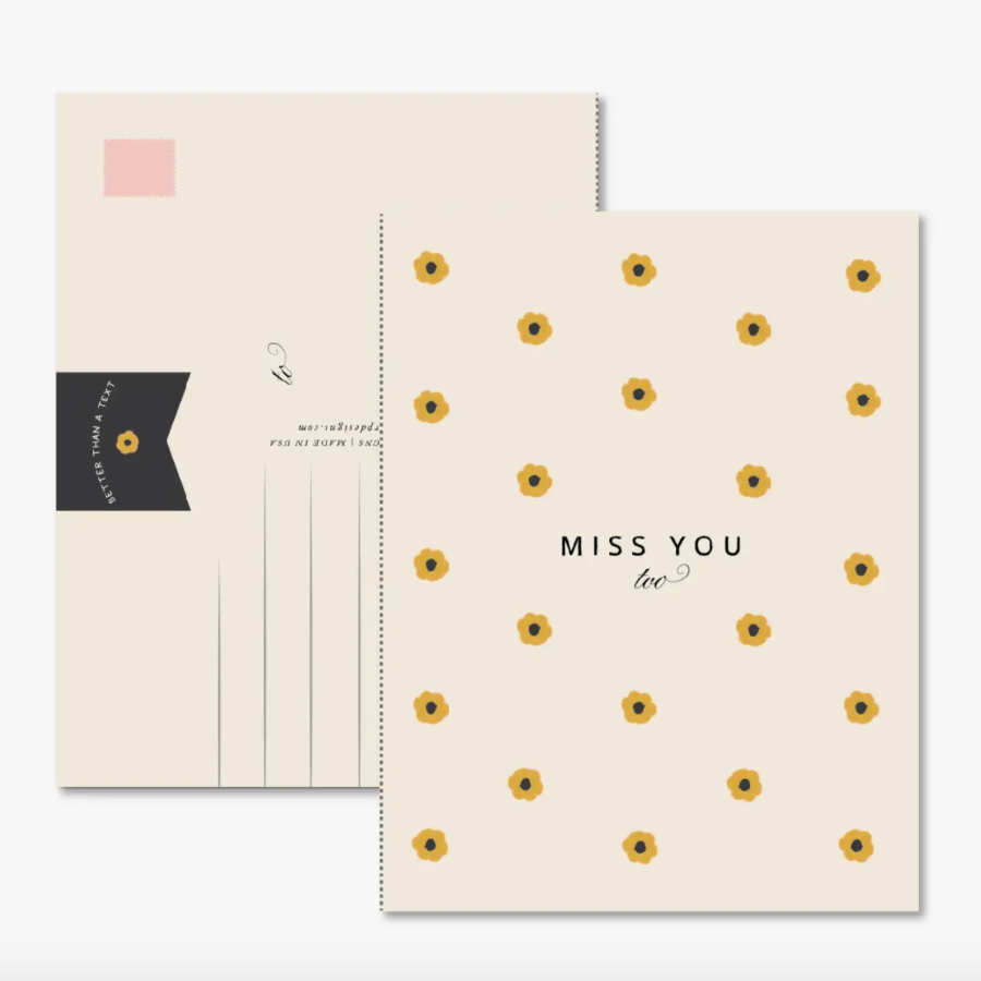 Miss You Floral Card + Postcard