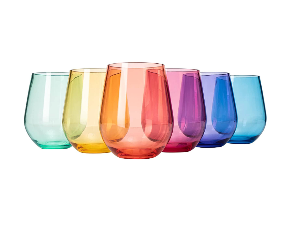 Colored Acrylic Stemless Wine Glasses