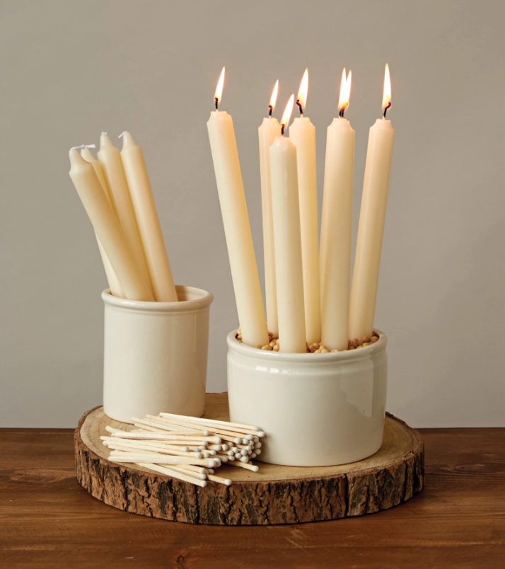 Tall Taper Candles - Unscented, Cream