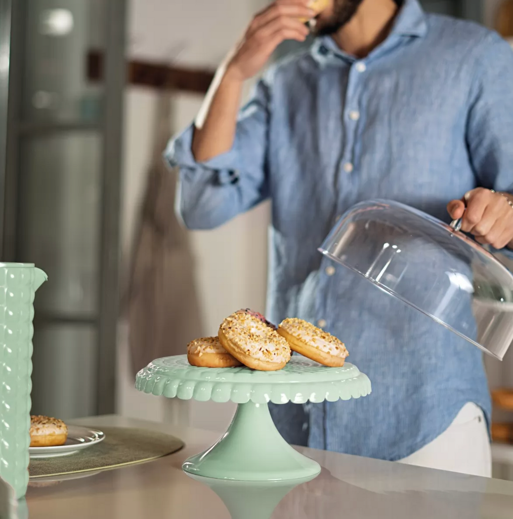 Sage Tiffany Cake Stand with Dome