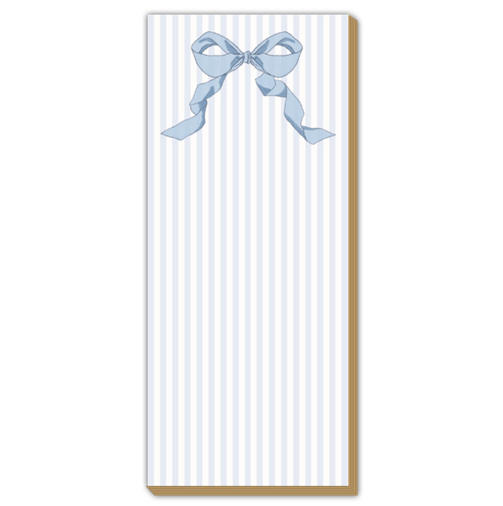 Blue Bow on Stripe Luxe Skinny Notepad