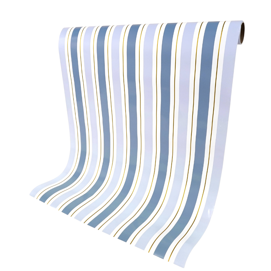 Blue Striped Paper Table Runner