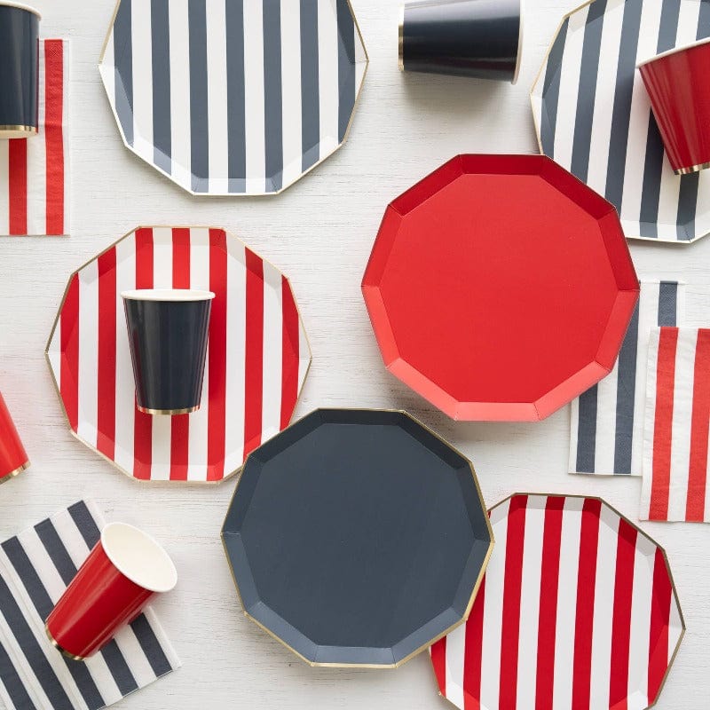 Bonjour Fête Party Cherry Red Signature Cabana Stripe Plates