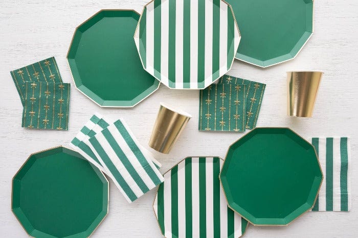 Bonjour Fête Party Emerald Green Cabana Stripe Guest Napkins