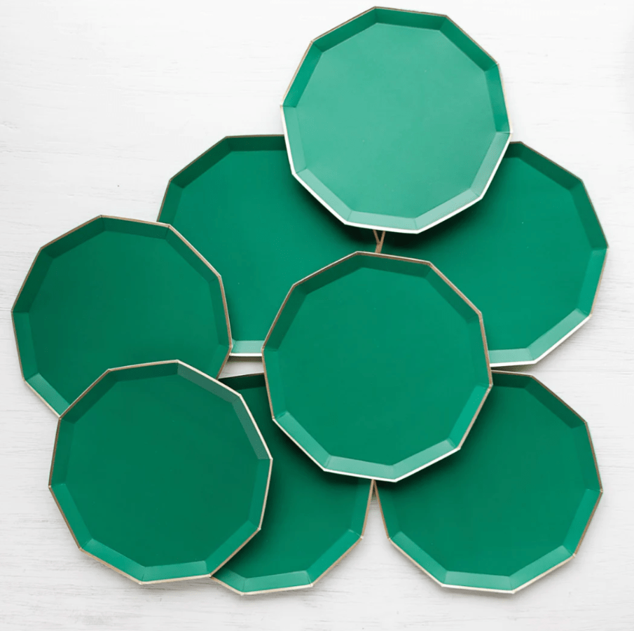 Bonjour Fete Party Emerald Green Dinner Plates