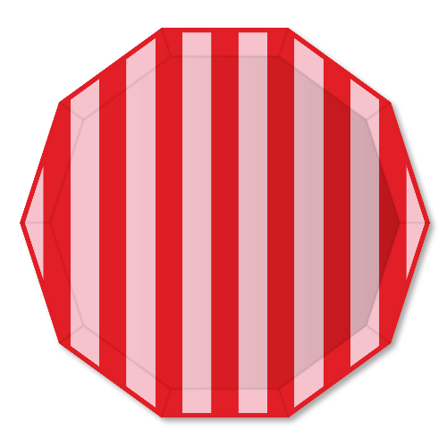 Bonjour Fête PINK & RED SIGNATURE CABANA STRIPE PLATES