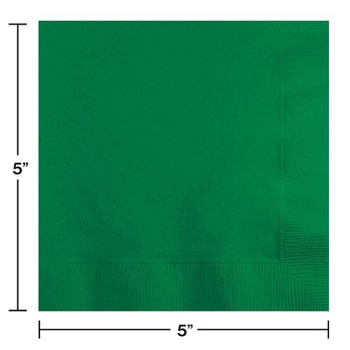 Bulk Party Decor Emerald Green Beverage Napkins 3 ply, 50/Pkg