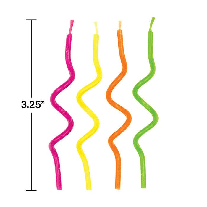 Bulk Party Decor Neon Curly Candles, 12/Pkg