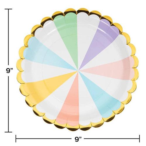 Bulk Party Decor Pastel Celebrations Scalloped Paper Dinner Plates, 8/Pkg