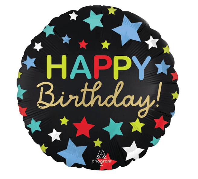 burton + burton Balloons Birthday Stars Black Balloon