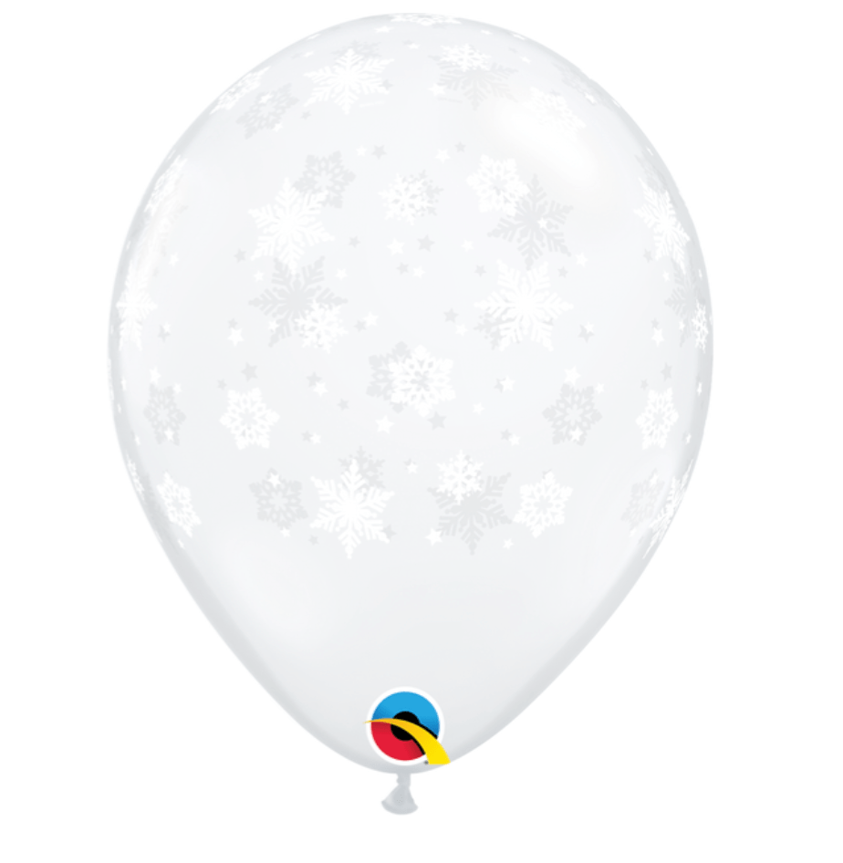 burton+burton Balloons Snowflakes Clear w White Printed Latex Balloons 11"