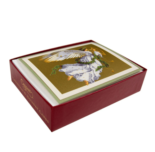 Caspari Christmas Angel with Harp Boxed Cards