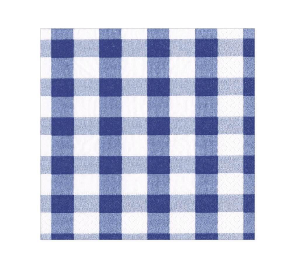 Caspari Party Blue Gingham Lunch Napkins