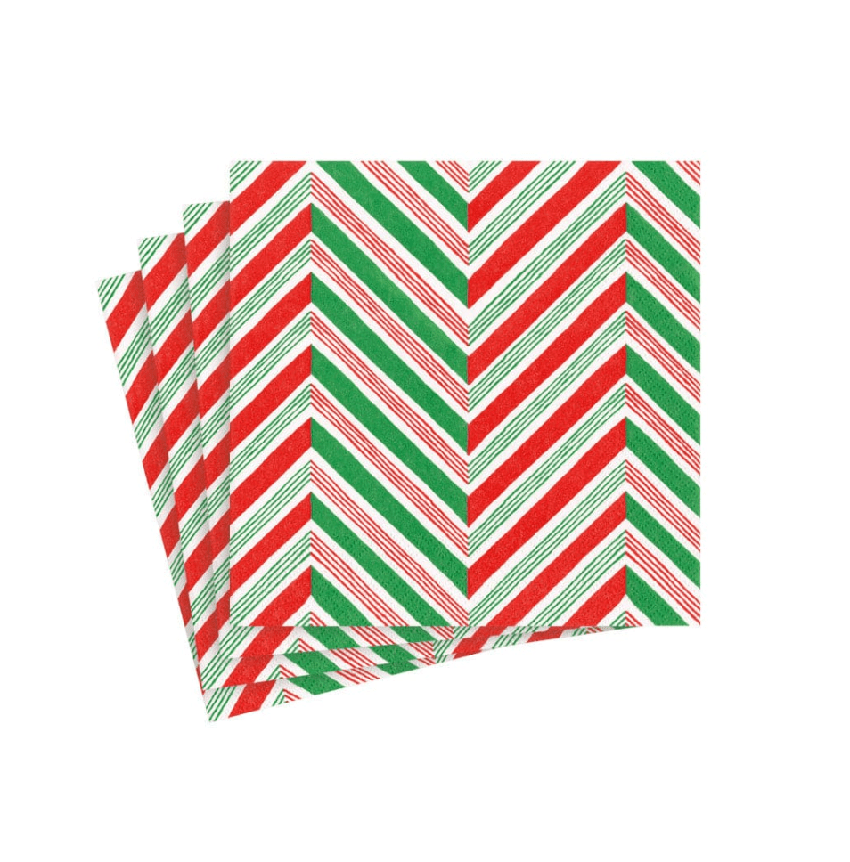 Caspari Christmas Candy Cane Beverage Napkins