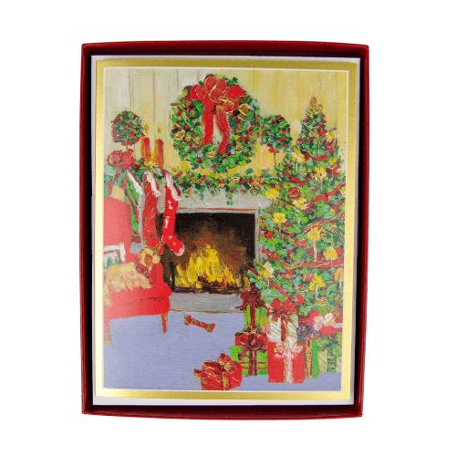 Caspari Christmas Christmas Decorated Living Room Cards