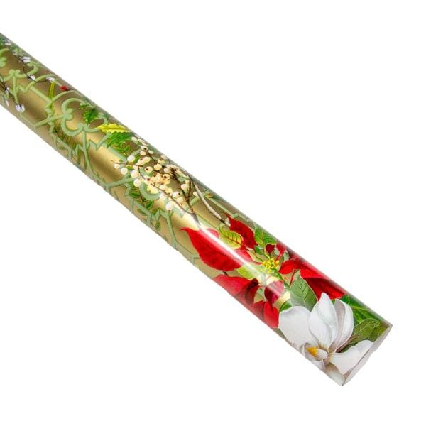 Caspari Christmas Garden Gold Wrapping Paper