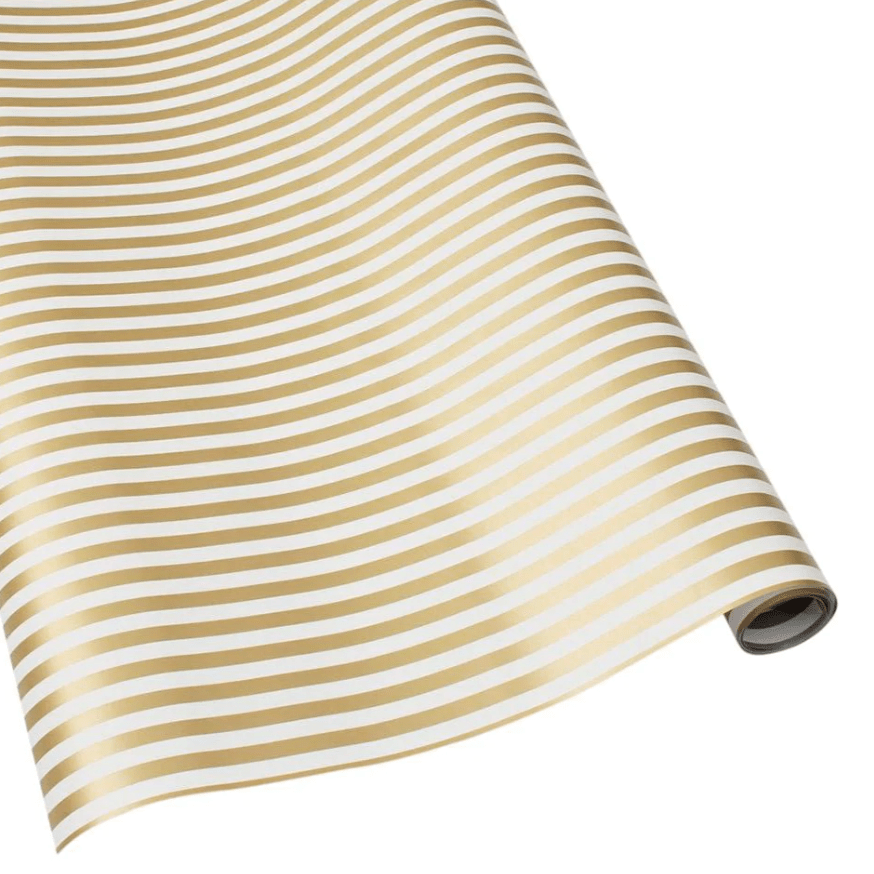 Caspari Christmas Club Stripe Gold/Silver Reversible Wrap