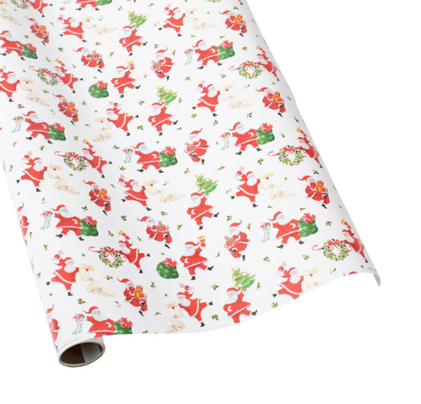 Caspari Christmas Dancing Santas Wrapping Paper