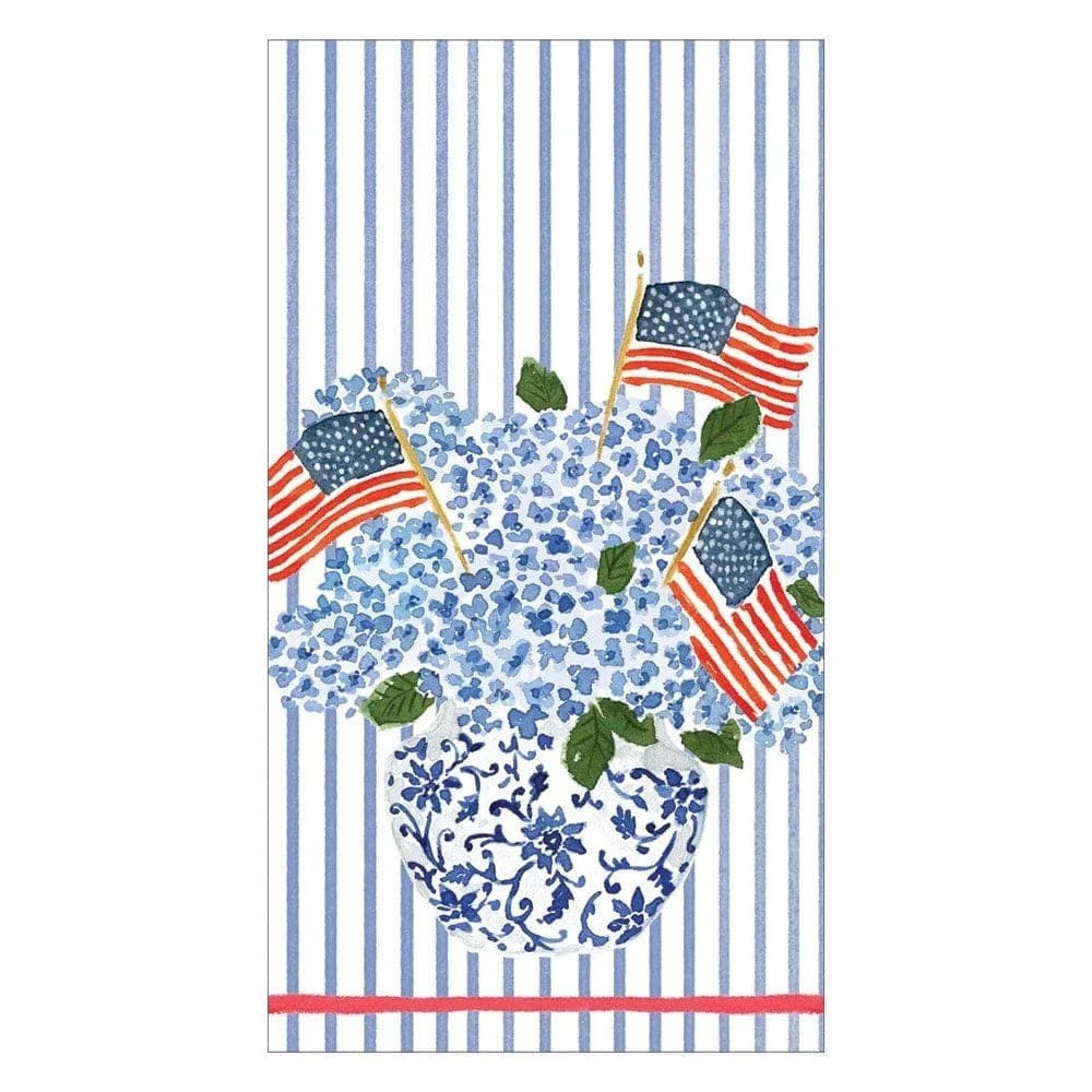 Caspari Flags and Hydrangeas Guest Napkin