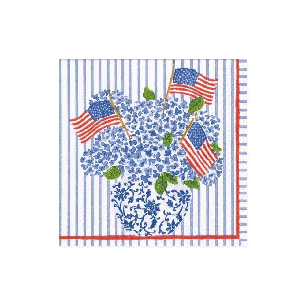 Caspari Flags and Hydrangeas Napkin