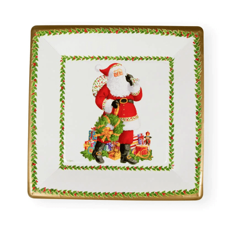 Caspari Christmas Jolly St. Nick Dinner Plate