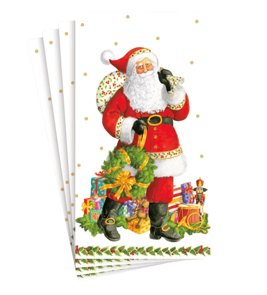 Caspari Christmas Jolly St. Nick Guest Napkins