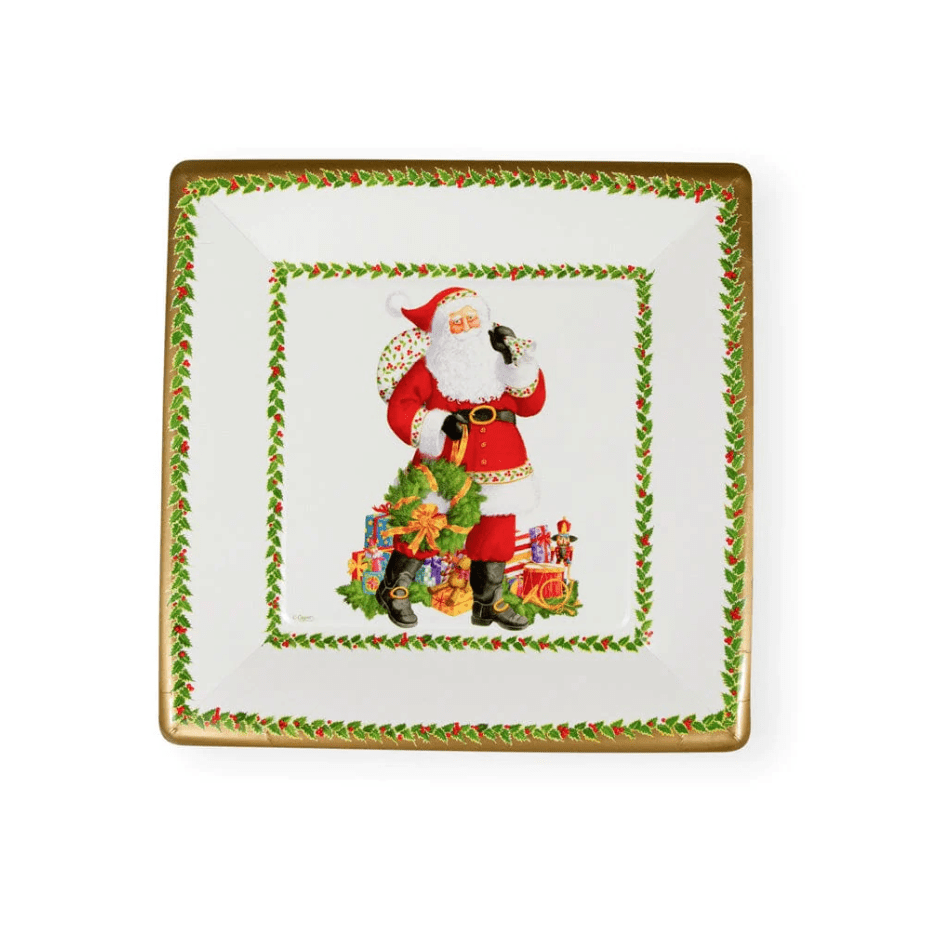 Caspari Christmas Jolly St. Nick Salad/Dessert Plates