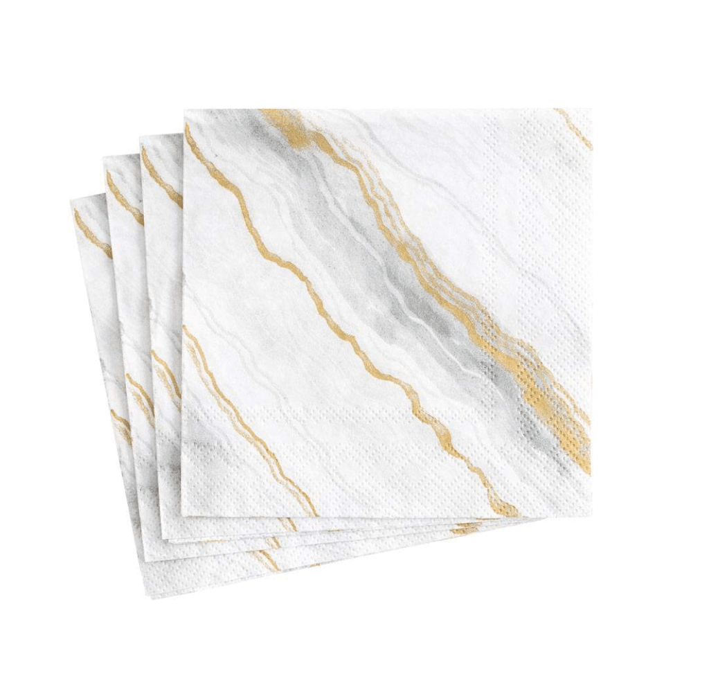 Caspari Party Marble Grey Cocktail Napkins