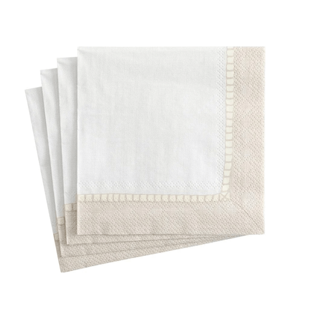 Caspari Party Natural Linen Border Napkin