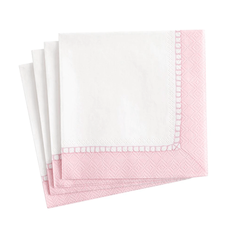 Caspari Pink Linen Border Napkin