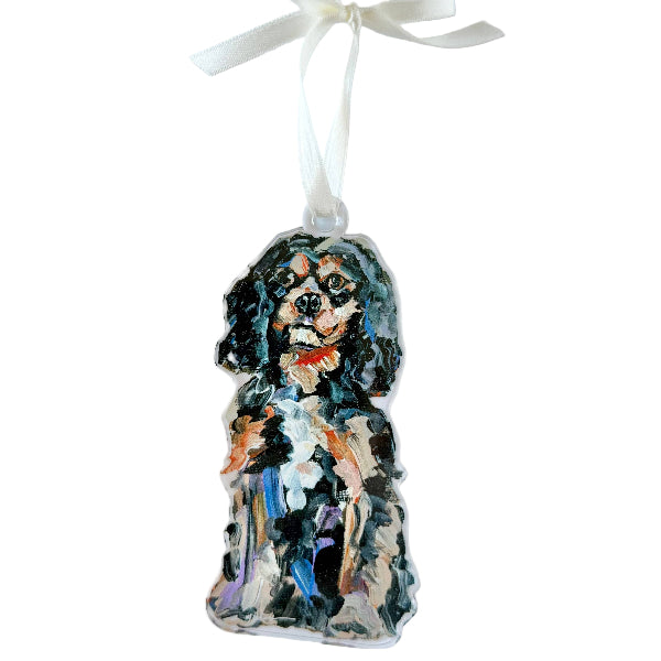 Chelsea McShane Art Ornament "Cavalier King Charles Black & Tan" ornament